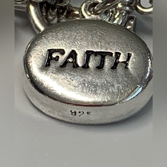 Silpada Rare Sterling Silver Sodalite Crystal FAITH Charm Toggle Clasp Bracelet - Picture 3 of 14